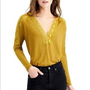 NWOT Free People Lola Long Sleeve Top in Alchemy Lace Detail